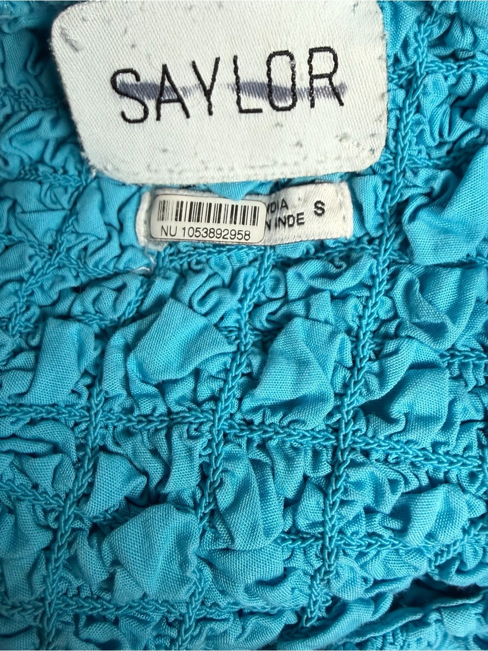 Saylor Mariah Smocked Mini Dress Turquoise Size Small - Picture 9 of 9